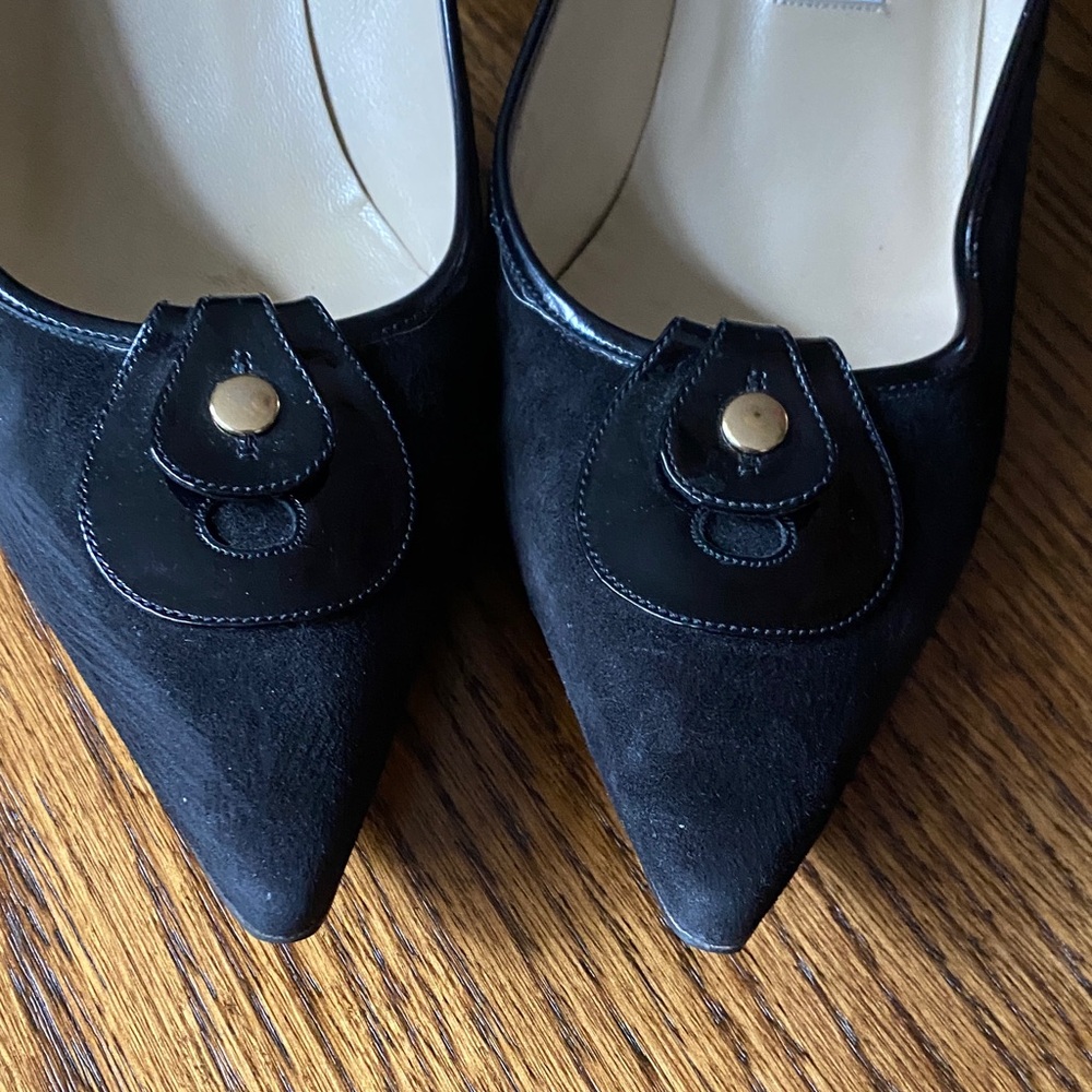 Jimmy Choo Black Suide Heels with Buckle Detail - Picture 7 of 13